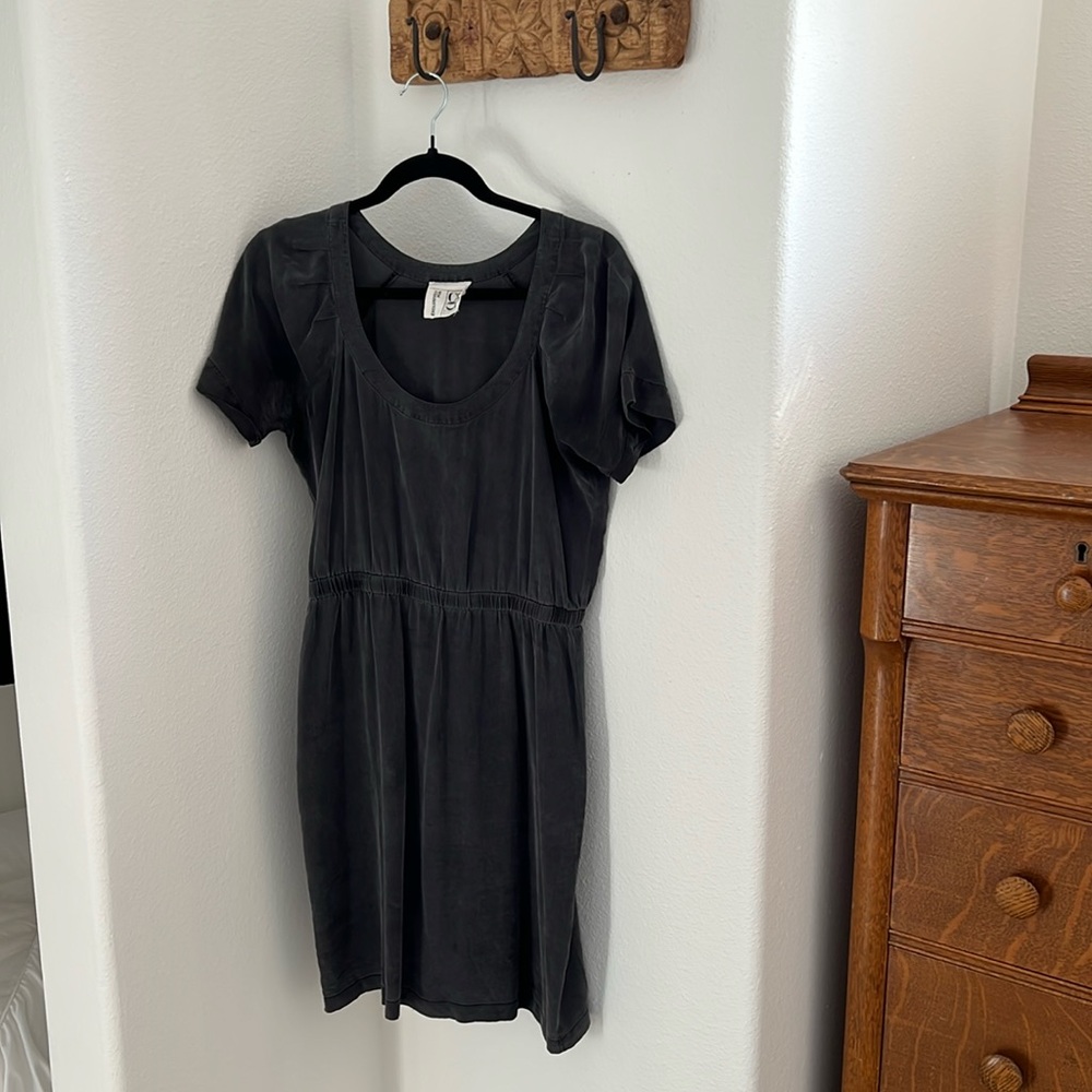 Barney’s raw silk gray-black dress